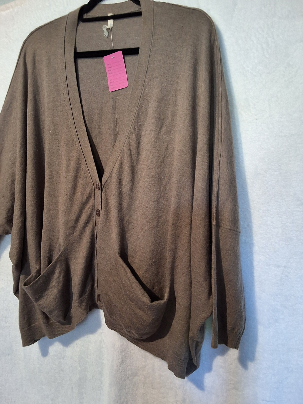 Willow & Clay Taupe V-Neck Button Front Cardigan - Picture 3 of 8